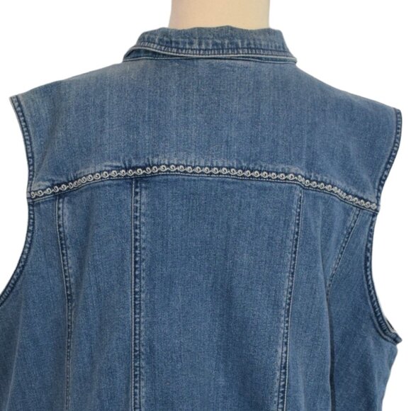 Vintage Liz & Me Signature Blue Jean Vest Embroidered - Picture 9 of 9